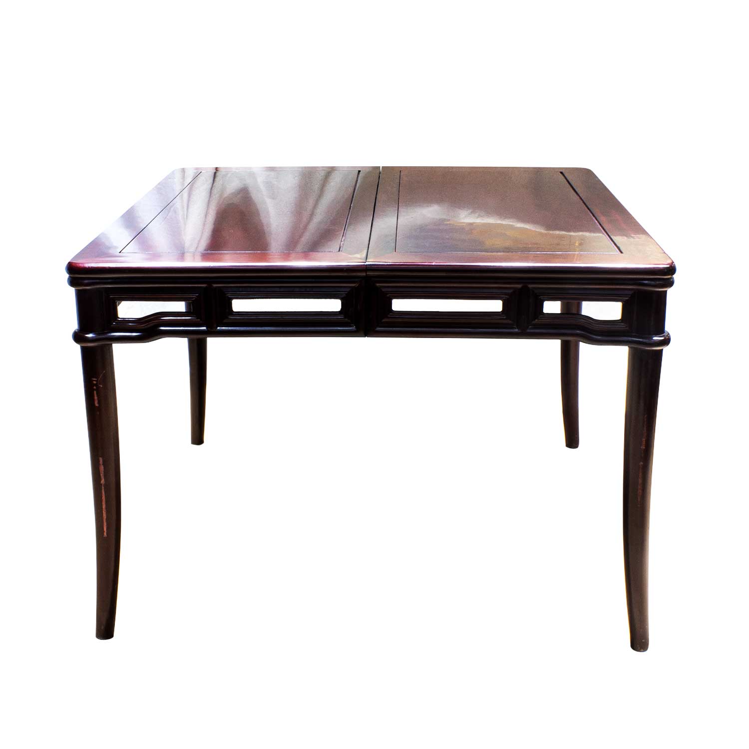 Dark Cherry 7 Piece Elegant Oriental Dining Table Set Corner Round Rectangular Shape YSN0617